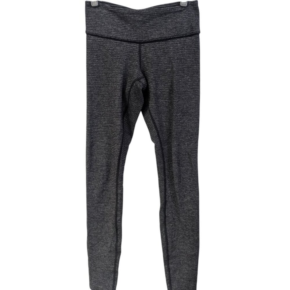 Lululemon Wunder Under Crop Textured Striped, Slate Black & Deep Coal - Size M